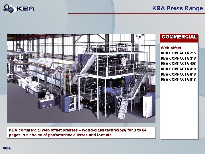 KBA Press Range COMMERCIAL Web offset KBA COMPACTA 215 KBA COMPACTA 318 KBA COMPACTA