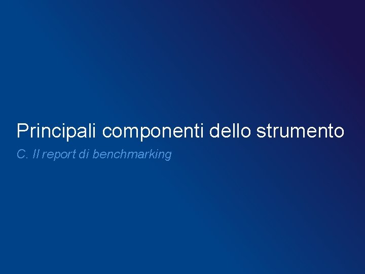 Principali componenti dello strumento C. Il report di benchmarking 