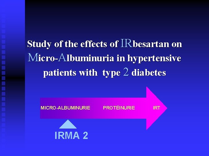 Study of the effects of IRbesartan on Micro-Albuminuria in hypertensive patients with type 2