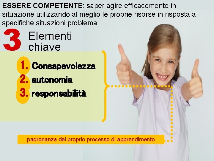 ESSERE COMPETENTE: saper agire efficacemente in situazione utilizzando al meglio le proprie risorse in