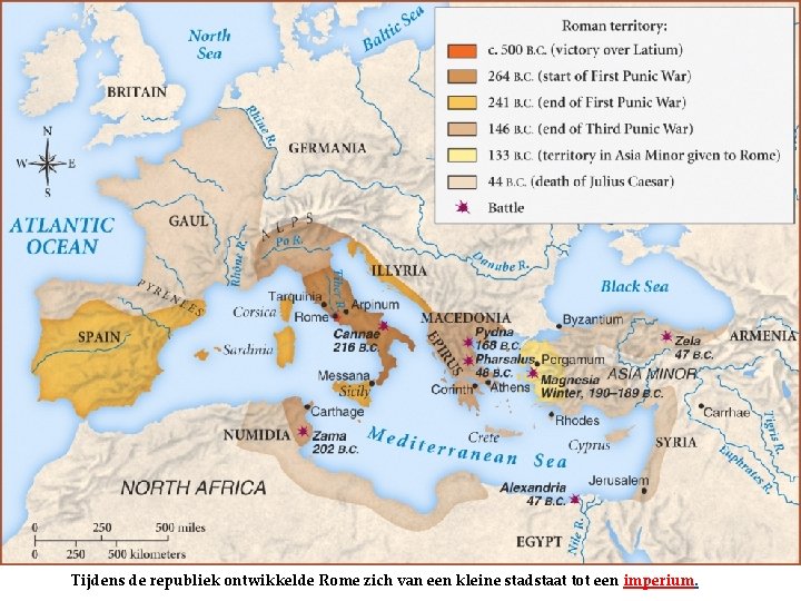 Tijdens de republiek ontwikkelde Rome zich van een kleine stadstaat tot een imperium. 