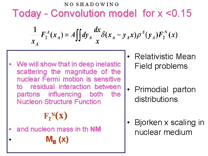 N O S H A D O W I N G Today - Convolution