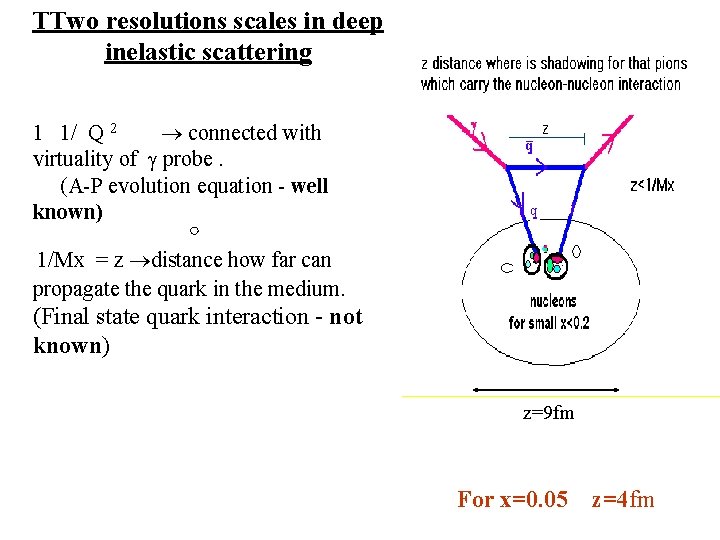 TTwo resolutions scales in deep inelastic scattering 1 1/ Q 2 connected with virtuality
