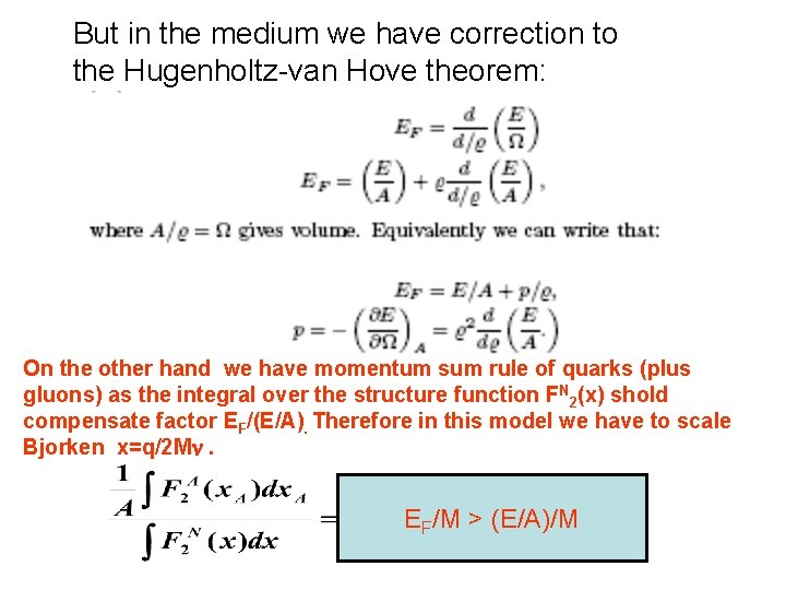 But in the medium we have correction to the Hugenholtz-van Hove theorem: On the