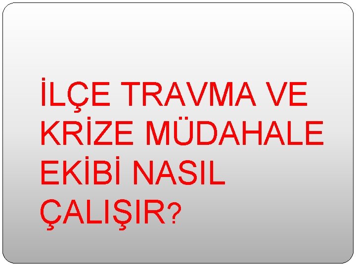 İLÇE TRAVMA VE KRİZE MÜDAHALE EKİBİ NASIL ÇALIŞIR? 