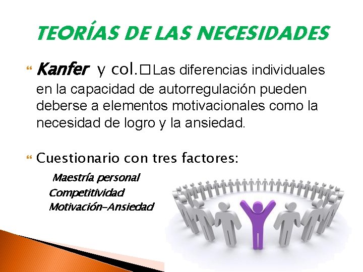 TEORÍAS DE LAS NECESIDADES Kanfer y col. � Las diferencias individuales en la capacidad