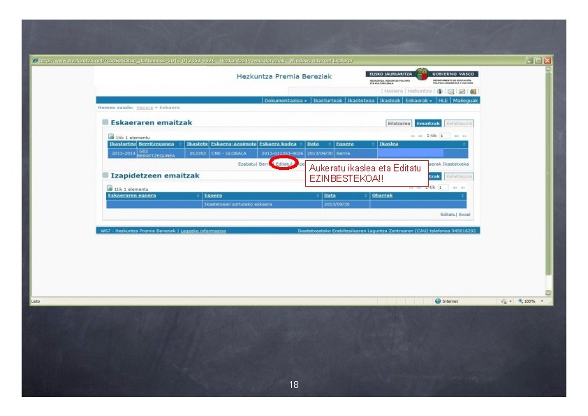 Aukeratu ikaslea eta Editatu EZINBESTEKOA!! 18 