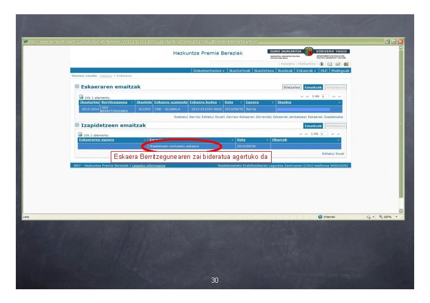 Eskaera Berritzegunearen zai bideratua agertuko da 30 