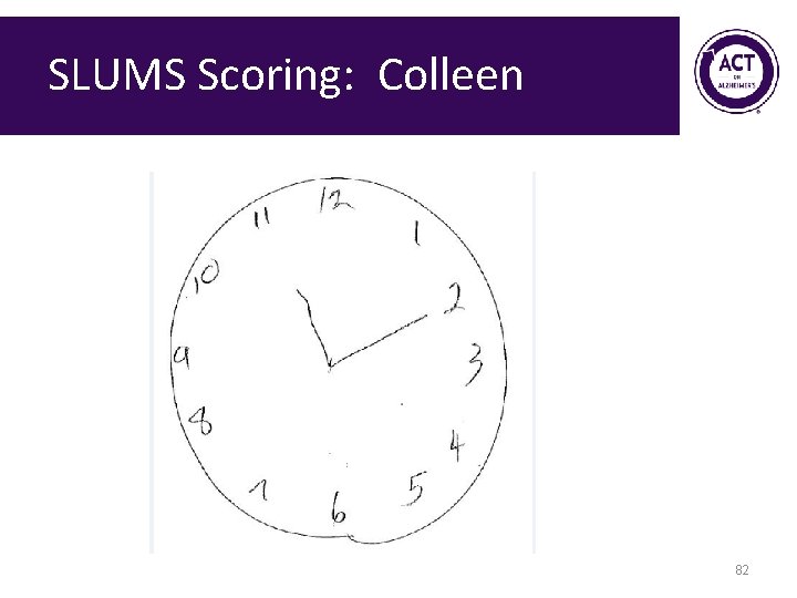 SLUMS Scoring: Colleen 82 