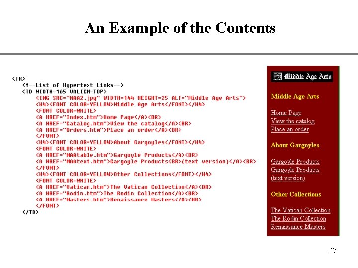 An Example of the Contents XP 47 An Example of the Contents XP 47