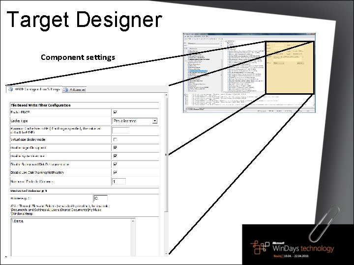 Target Designer Component settings 