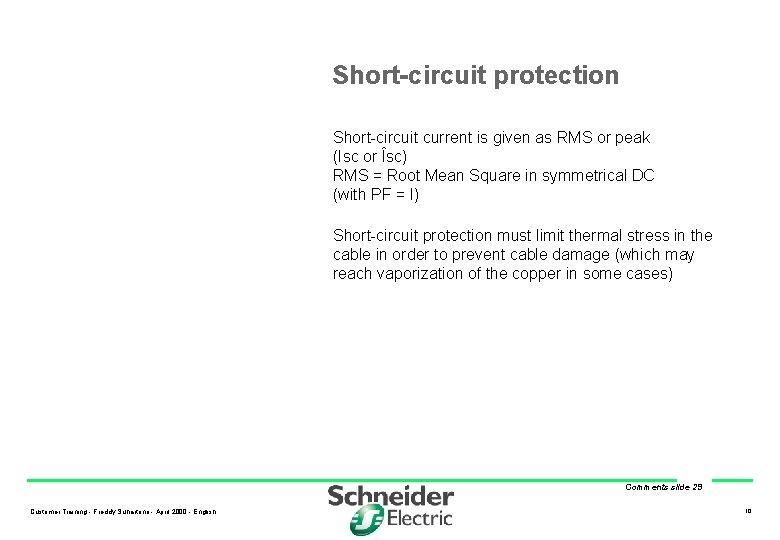 Short-circuit protection Short-circuit current is given as RMS or peak (Isc or Îsc) RMS