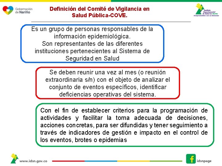 Definición del Comité de Vigilancia en Salud Pública-COVE. Es un grupo de personas responsables