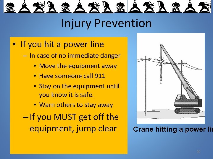 Injury Prevention • If you hit a power line – In case of no