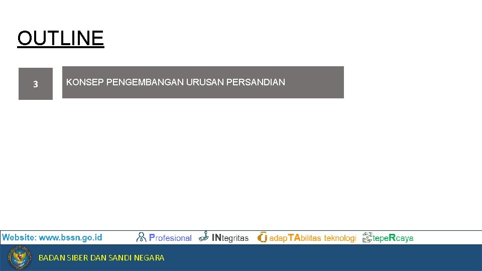 OUTLINE 3 KONSEP PENGEMBANGAN URUSAN PERSANDIAN BADAN SIBER DAN SANDI NEGARA 