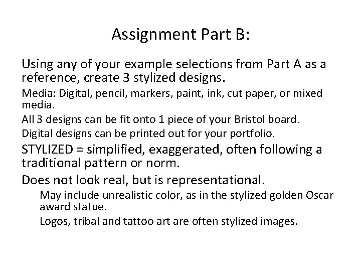 Assignment Part B: Using any of your example selections from Part A as a Assignment Part B: Using any of your example selections from Part A as a