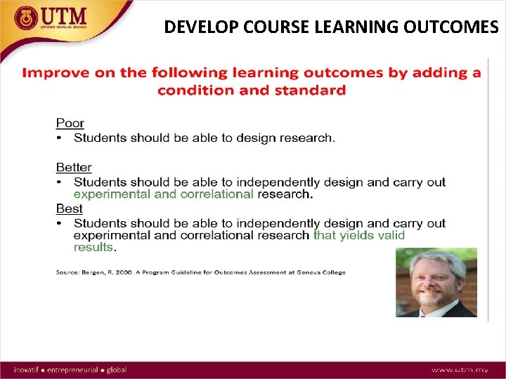 DEVELOP COURSE LEARNING OUTCOMES 