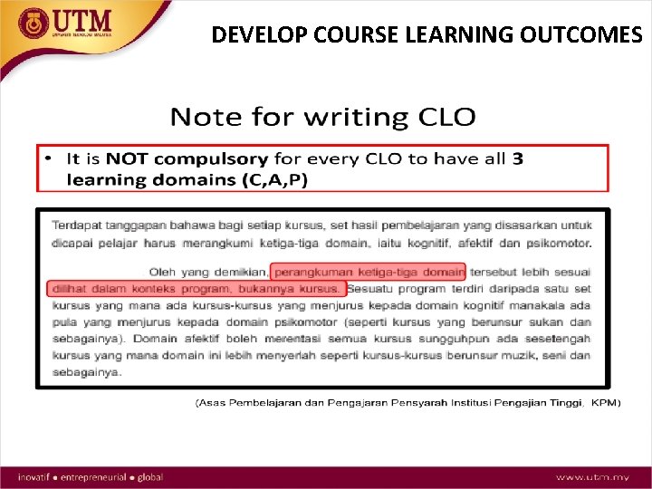 DEVELOP COURSE LEARNING OUTCOMES 