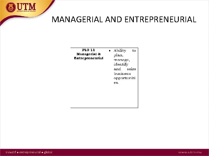 MANAGERIAL AND ENTREPRENEURIAL 