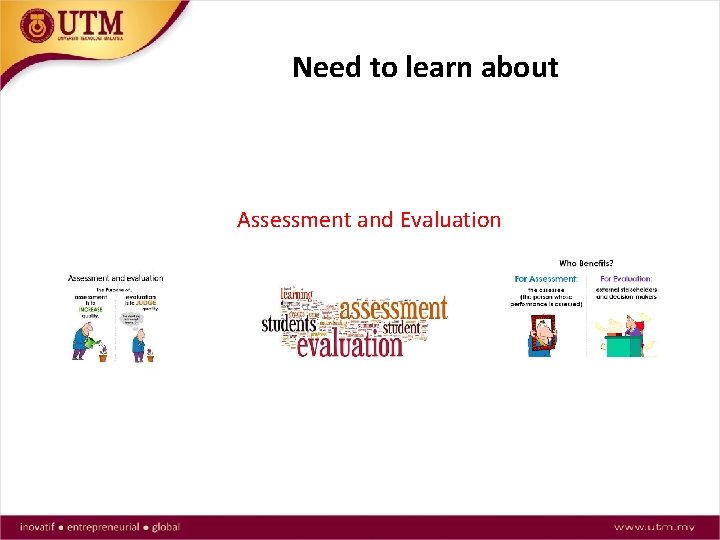 Need to learn about Assessment and Evaluation 