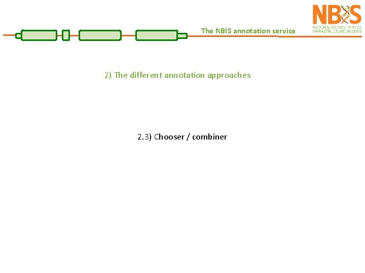 The NBIS annotation service 2) The different annotation approaches 2. 3) Chooser / combiner