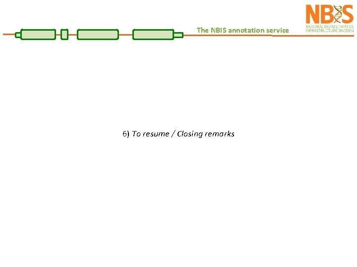 The NBIS annotation service 6) To resume / Closing remarks 