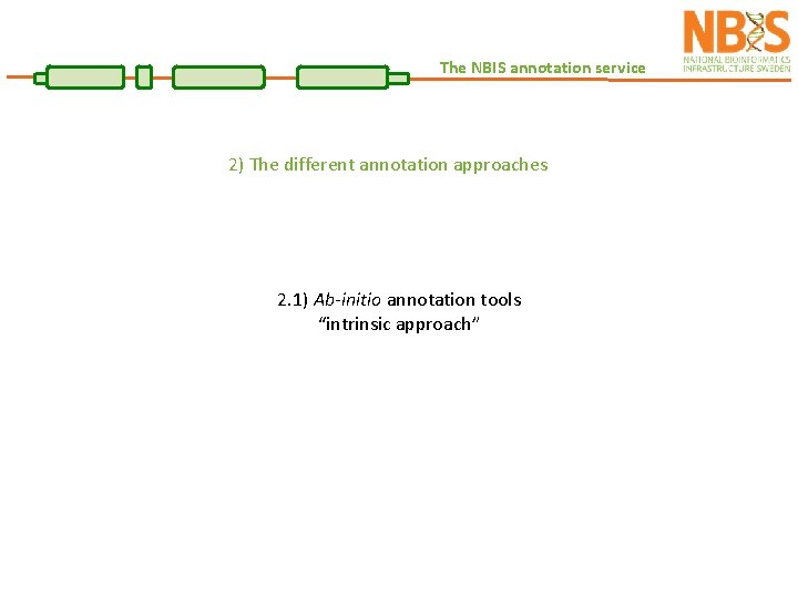 The NBIS annotation service 2) The different annotation approaches 2. 1) Ab-initio annotation tools