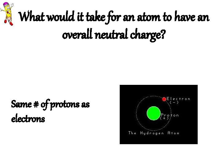 What would it take for an atom to have an overall neutral charge? Same