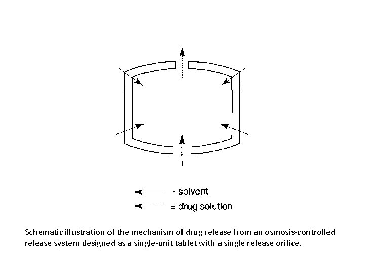 Schematic illustration of the mechanism of drug release from an osmosis-controlled release system designed