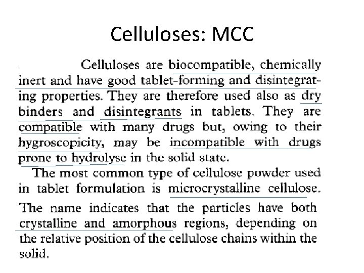 Celluloses: MCC 