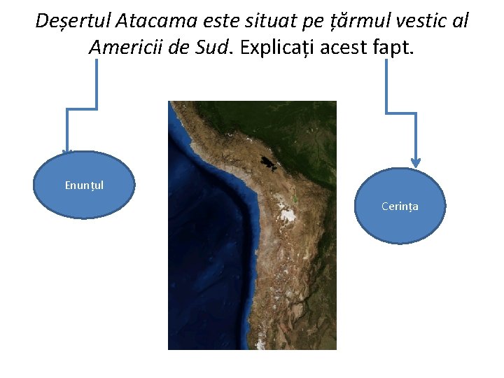 Deșertul Atacama este situat pe țărmul vestic al Americii de Sud. Explicați acest fapt.