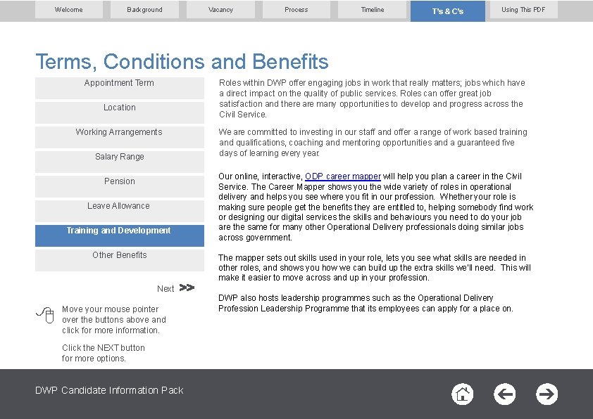 Welcome Background Vacancy Process Timeline T’s & C’s Using This PDF Terms, Conditions and