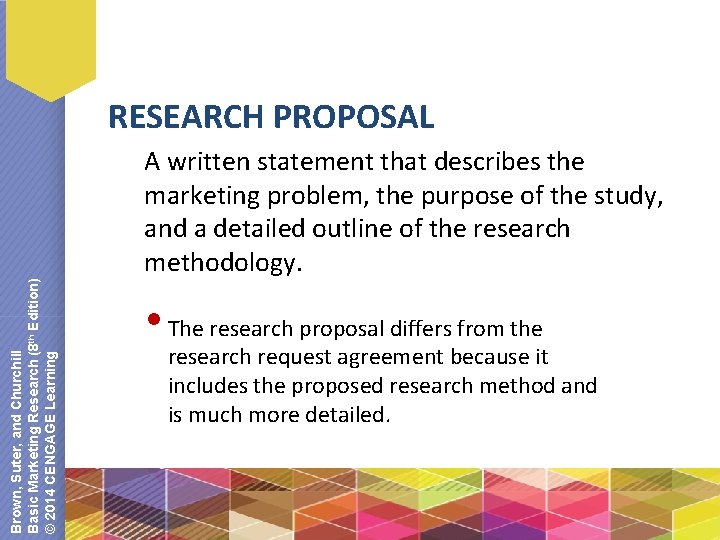 RESEARCH PROPOSAL Brown, Suter, and Churchill Basic Marketing Research (8 th Edition) © 2014