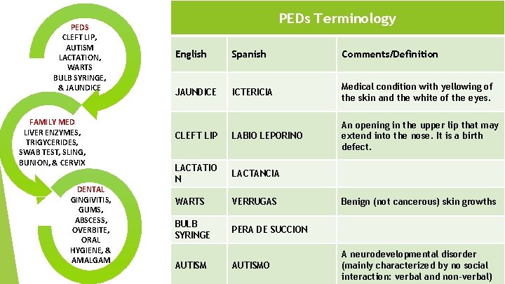 PEDS CLEFT LIP, AUTISM LACTATION, WARTS BULB SYRINGE, & JAUNDICE FAMILY MED LIVER ENZYMES,