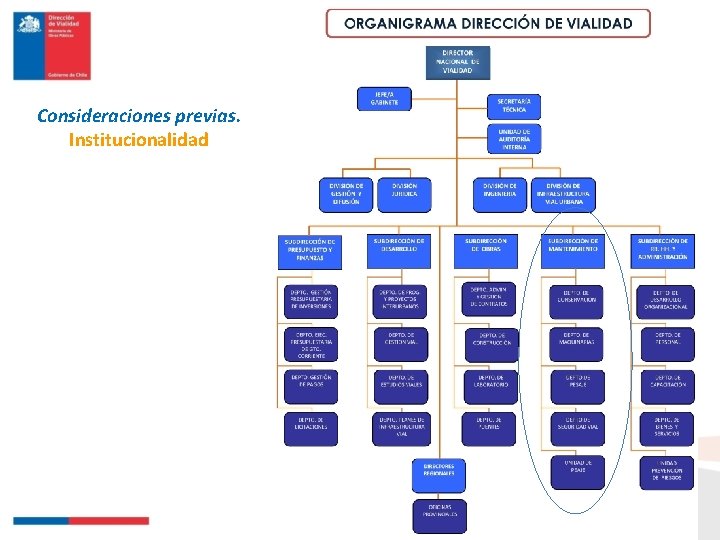 Consideraciones previas. Institucionalidad 