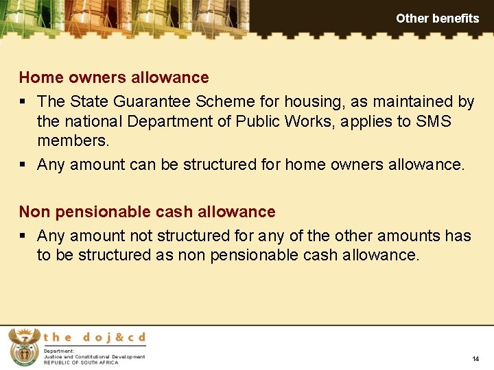 Other benefits Home owners allowance § The State Guarantee Scheme for housing, as maintained