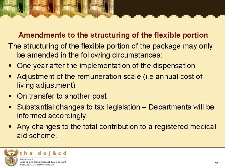 Amendments to the structuring of the flexible portion The structuring of the flexible portion