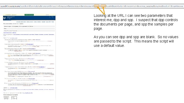 Looking at the URL I can see two parameters that interest me, dpp and