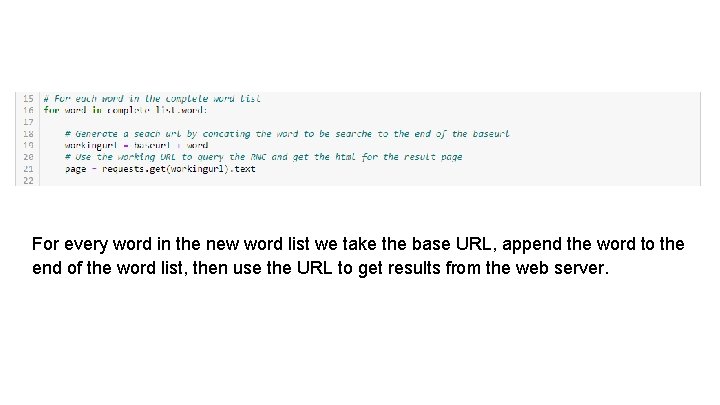 For every word in the new word list we take the base URL, append