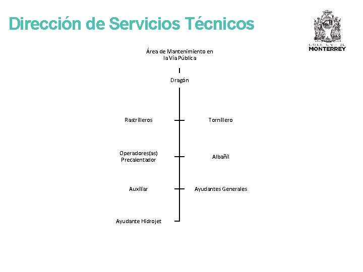 Dirección de Servicios Técnicos Área de Mantenimiento en la Vía Pública Dragón Rastrilleros Tornillero