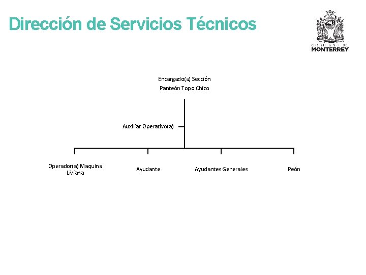 Dirección de Servicios Técnicos Encargado(a) Sección Panteón Topo Chico Auxiliar Operativo(a) Operador(a) Maquina Liviana