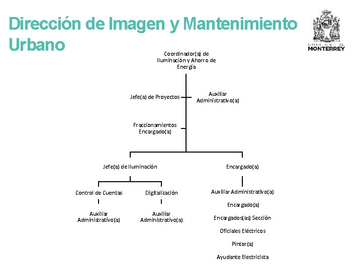 Dirección de Imagen y Mantenimiento Urbano Coordinador(a) de Iluminación y Ahorro de Energía Jefe(a)