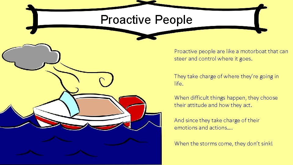 Proactive People Proactive people are like a motorboat that can steer and control where Proactive People Proactive people are like a motorboat that can steer and control where
