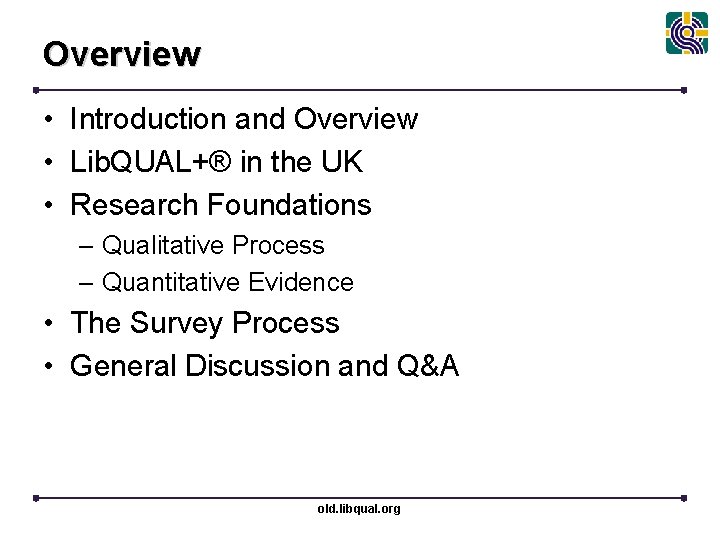 Overview • Introduction and Overview • Lib. QUAL+® in the UK • Research Foundations