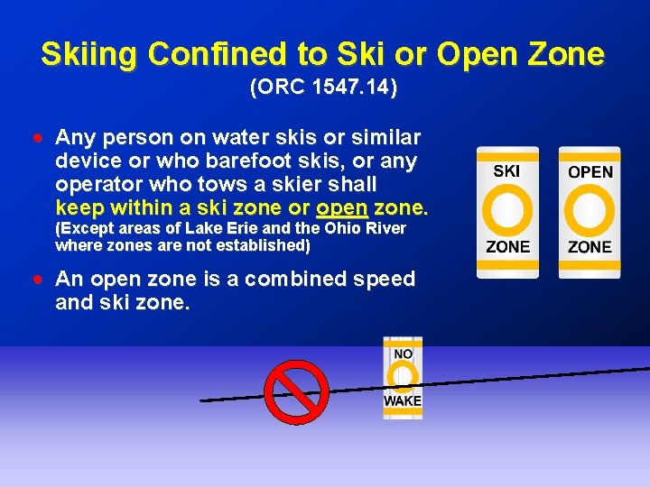 Skiing Confined to Ski or Open Zone (ORC 1547. 14) ! Any person on
