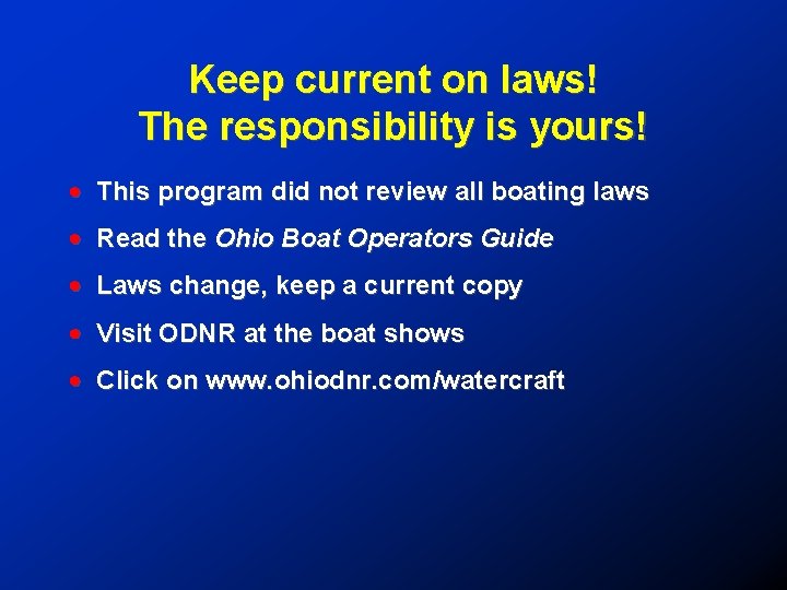 Keep current on laws! The responsibility is yours! ! This program did not review