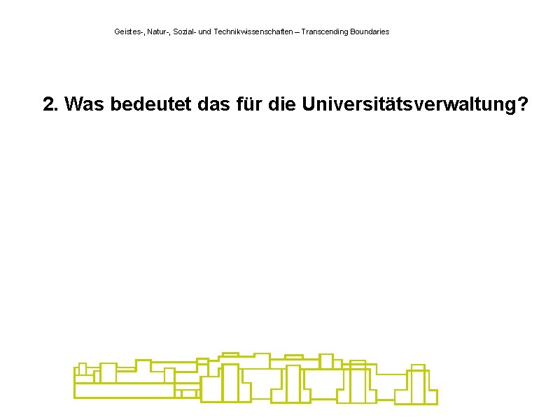 Geistes-, Natur-, Sozial- und Technikwissenschaften – Transcending Boundaries 2. Was bedeutet das für die