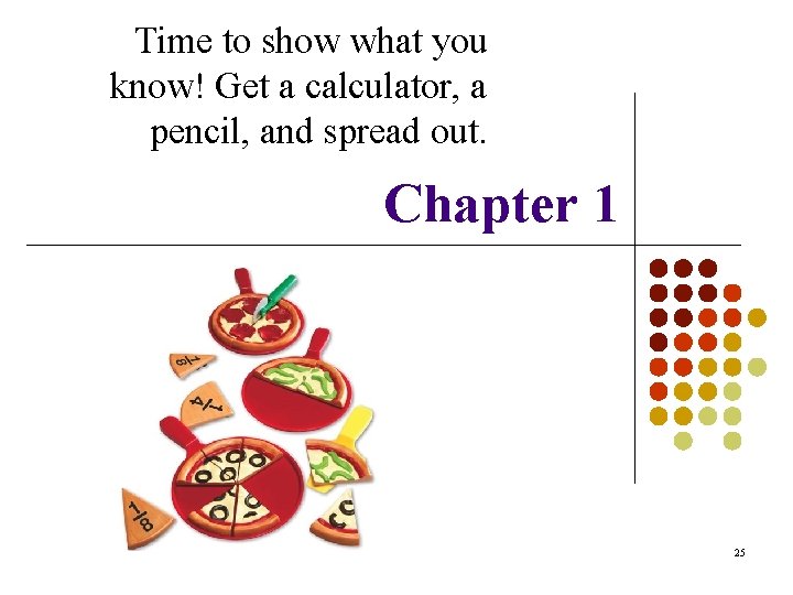Time to show what you know! Get a calculator, a pencil, and spread out. Time to show what you know! Get a calculator, a pencil, and spread out.