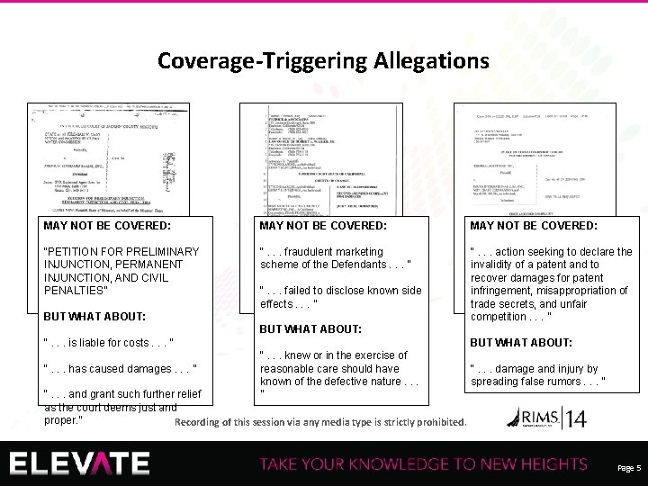 Coverage-Triggering Allegations MAY NOT BE COVERED: “PETITION FOR PRELIMINARY INJUNCTION, PERMANENT INJUNCTION, AND CIVIL