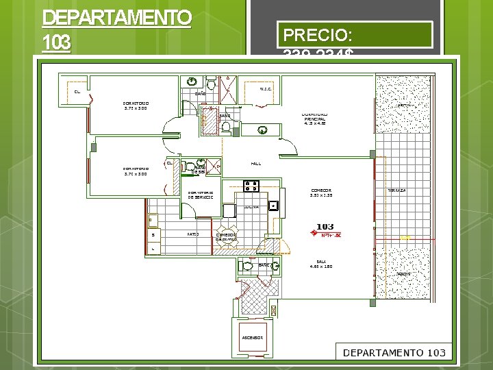 DEPARTAMENTO 103 PRECIO: 339. 234$ 